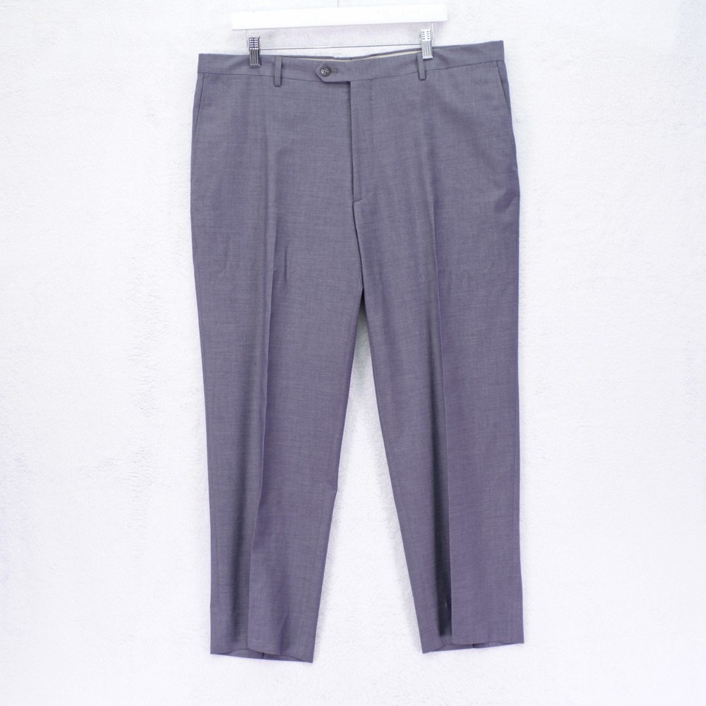 Pronto Uomo Polyester Rayon Wool Gray Flat Front Dress Pants Trousers 39 / 28.5
